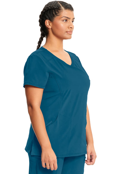 Classics 2625A Mock Wrap Top Caribbean Blue Model Image Left Side | Infinity