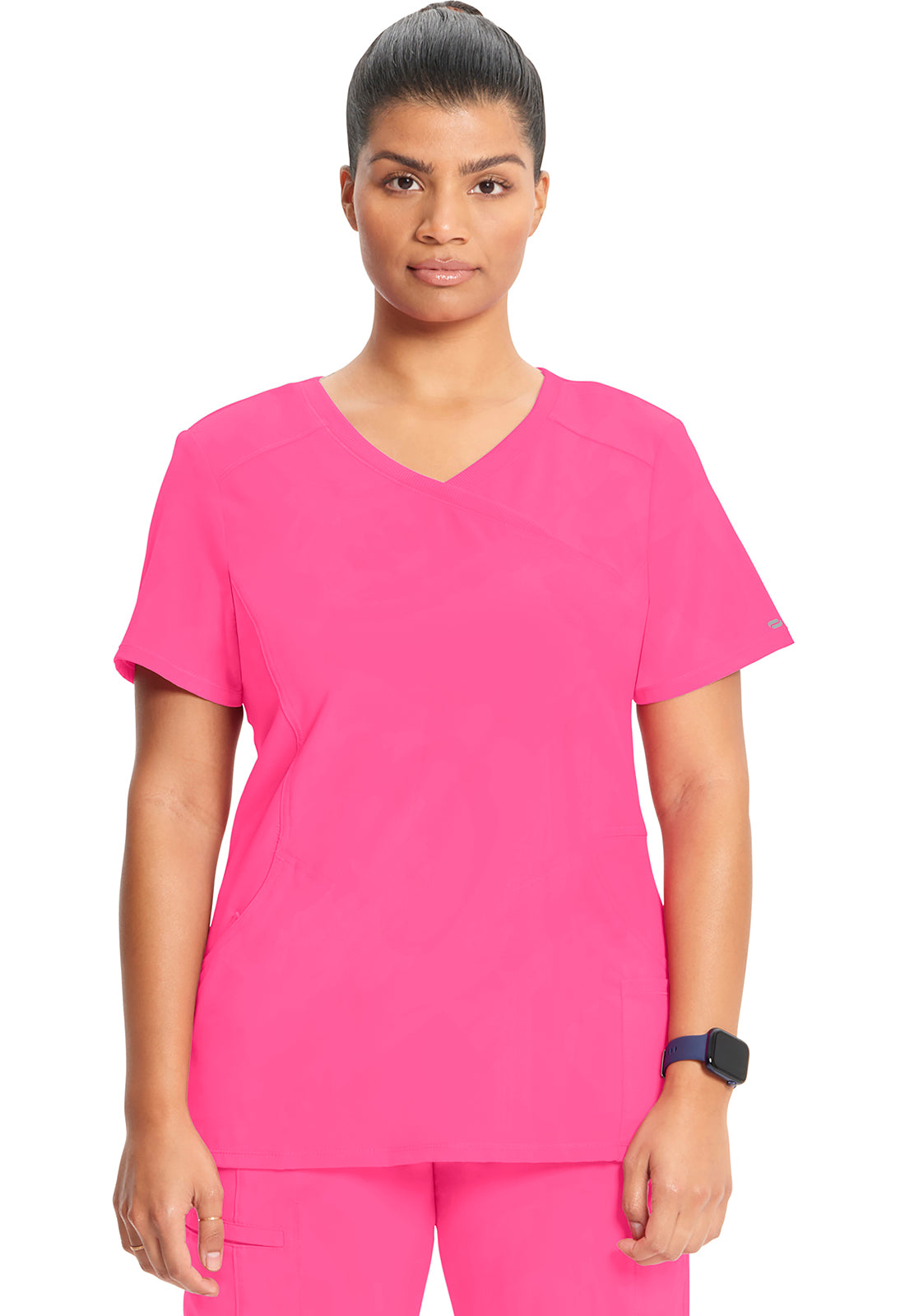 Classics 2625A Mock Wrap Top Carmine Pink Model Image Front | Infinity