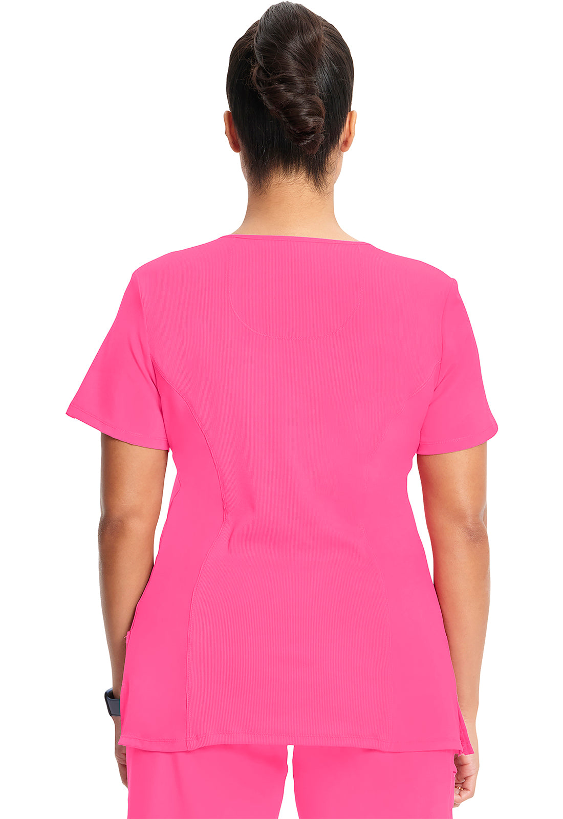 Classics 2625A Mock Wrap Top Carmine Pink Model Image Back | Infinity