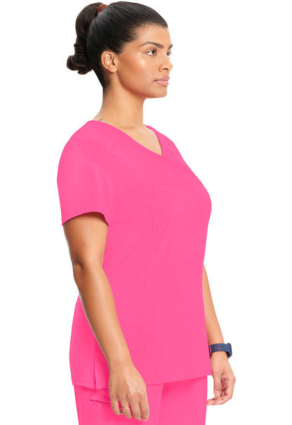 Classics 2625A Mock Wrap Top Carmine Pink Model Image Left Side | Infinity