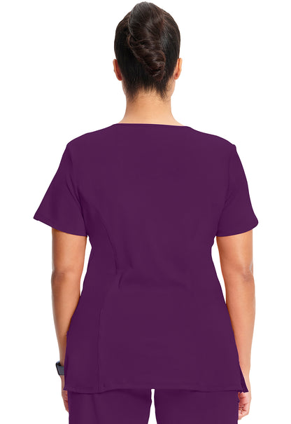 Classics 2625A Mock Wrap Top Eggplant Model Image Back | Infinity