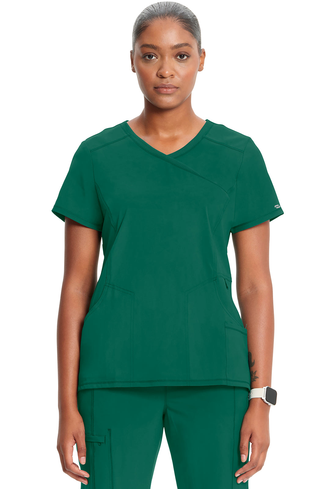 Classics 2625A Mock Wrap Top Hunter Green Model Image Front | Infinity