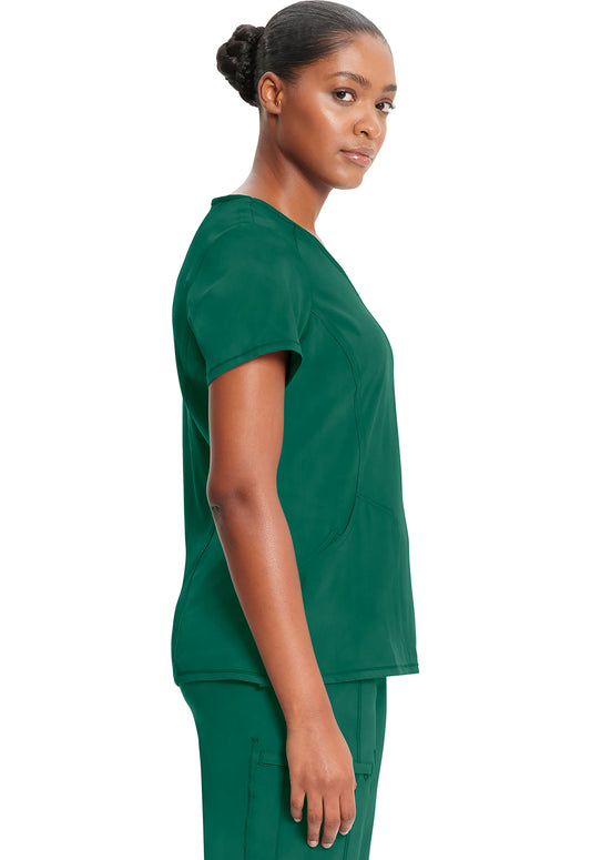 Classics 2625A Mock Wrap Top Hunter Green Model Image Right Side | Infinity