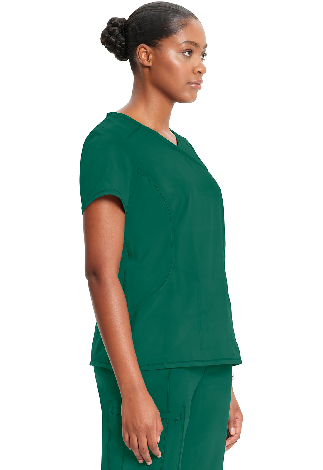 Classics 2625A Mock Wrap Top Hunter Green Model Image Left Side | Infinity