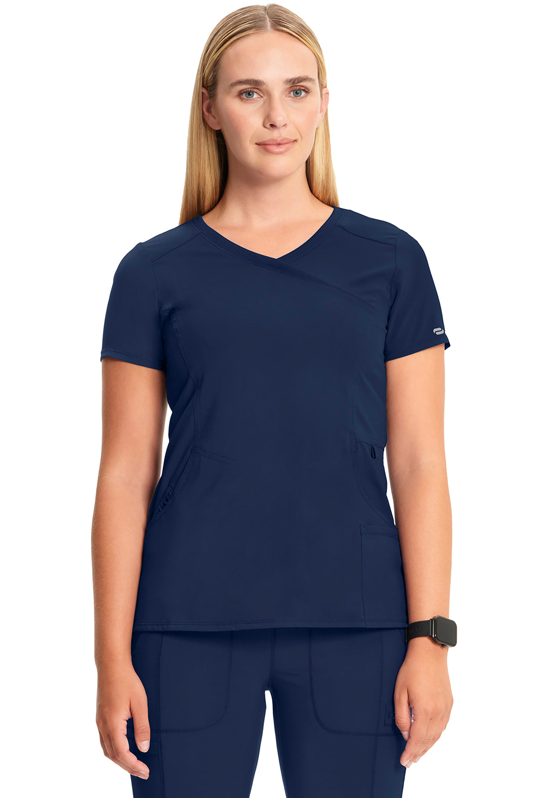 Classics 2625A Mock Wrap Top Navy Model Image Front | Infinity