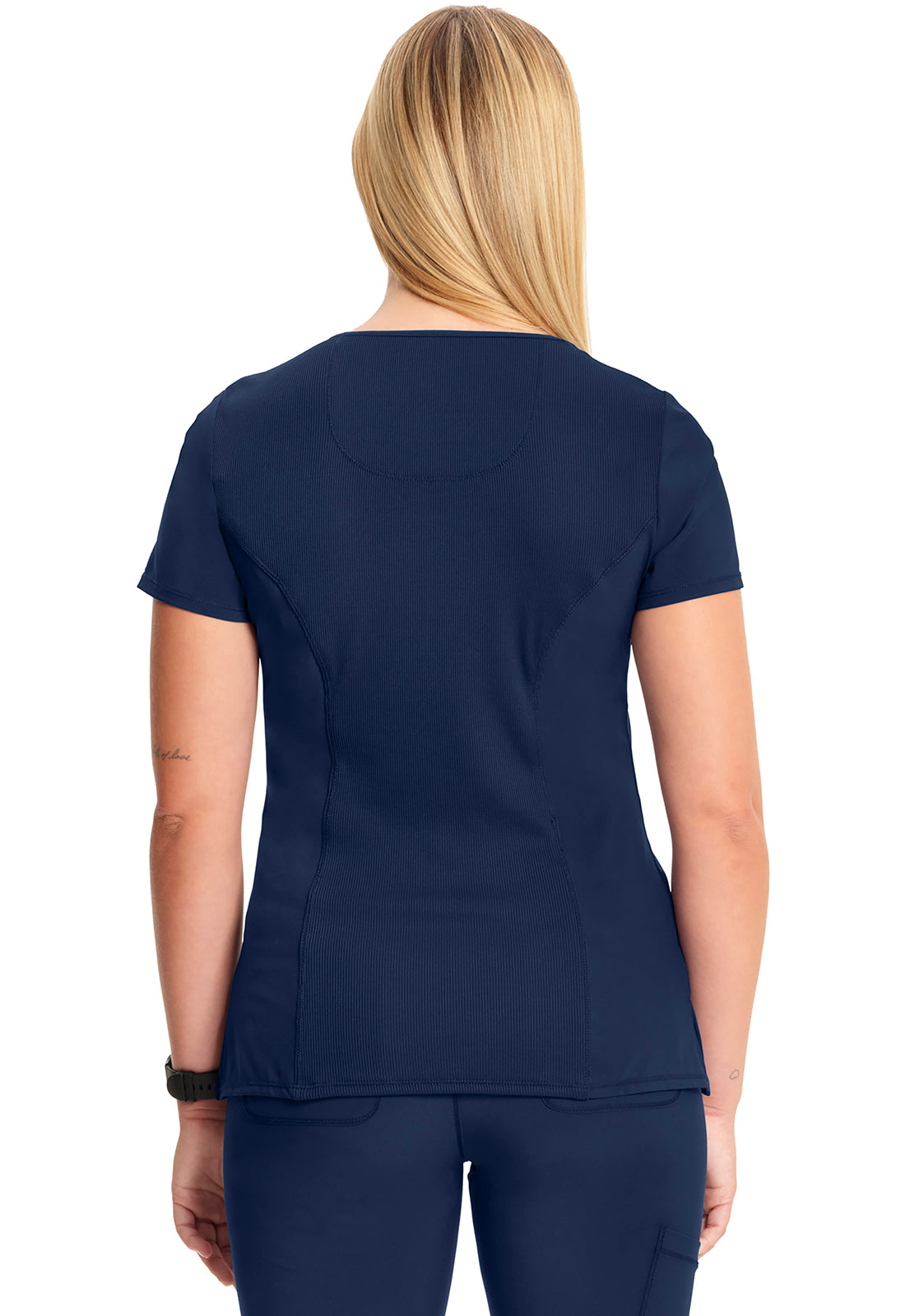 Classics 2625A Mock Wrap Top Navy Model Image Back | Infinity