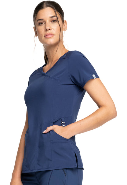 Classics 2625A Mock Wrap Top Navy Model Image Right Side | Infinity