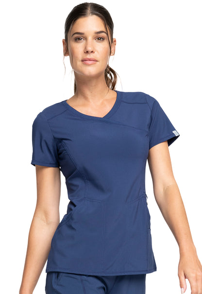 Classics 2625A Mock Wrap Top Navy Model Image Left Side | Infinity