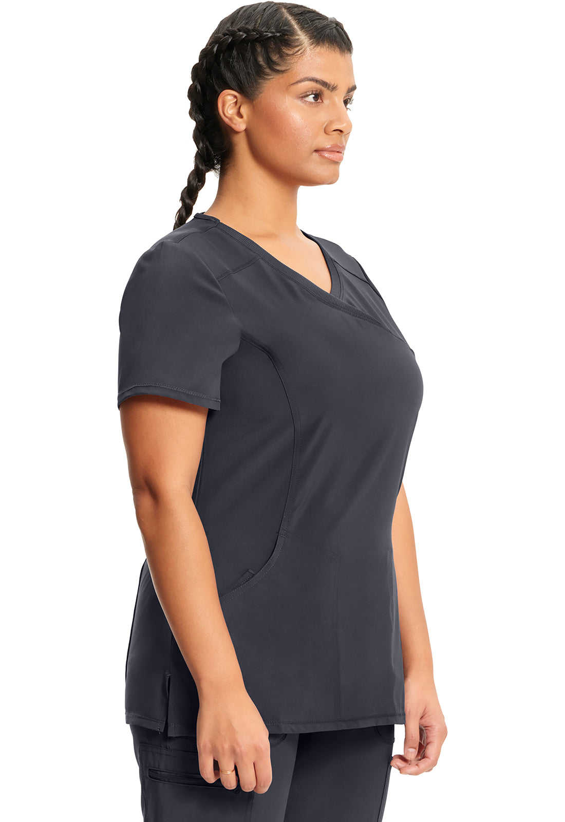 Classics 2625A Mock Wrap Top Pewter Model Image Left Side | Infinity