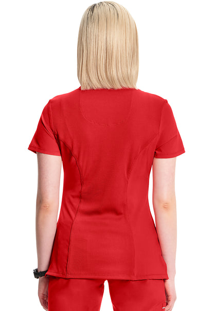 Classics 2625A Mock Wrap Top Red Model Image Back | Infinity