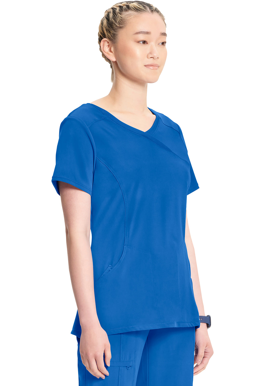 Classics 2625A Mock Wrap Top Royal Model Image Left Side | Infinity