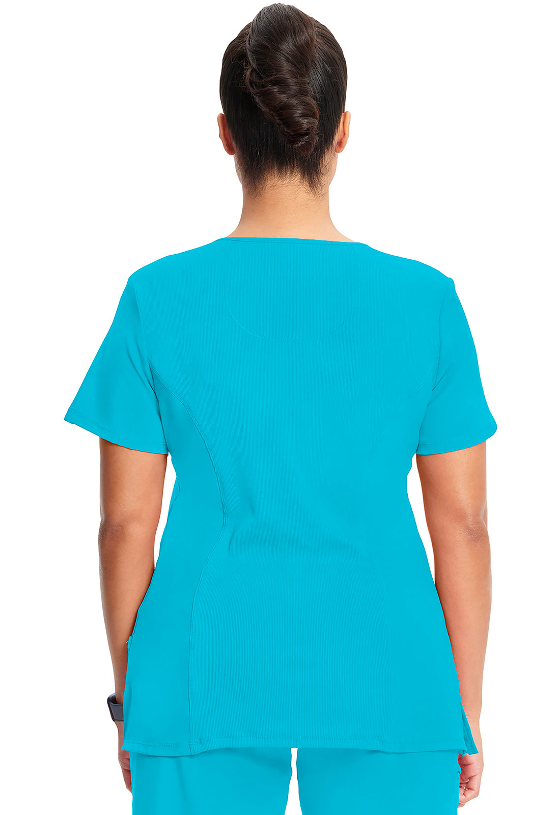 Classics 2625A Mock Wrap Top Turquoise Model Image Back | Infinity