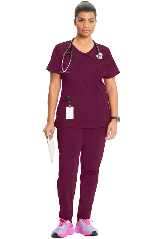 Infinity 2625A Women's Mock Wrap Scrub Top Wine