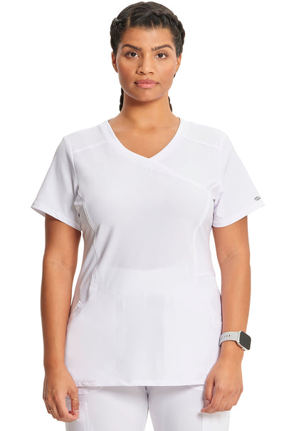 Classics 2625A Mock Wrap Top White Model Image Front | Infinity