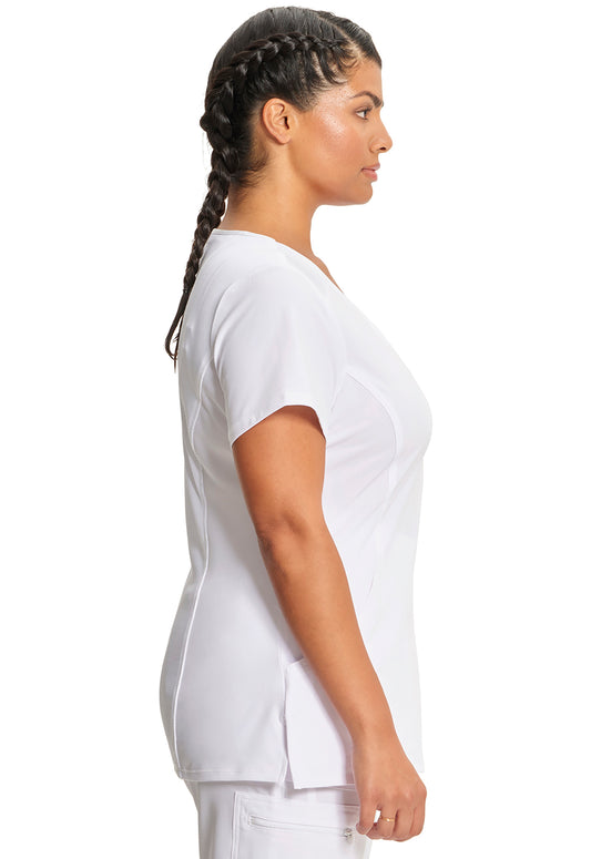 Classics 2625A Mock Wrap Top White Model Image Right Side | Infinity