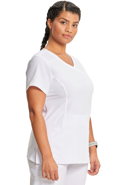 Classics 2625A Mock Wrap Top White Model Image Left Side | Infinity