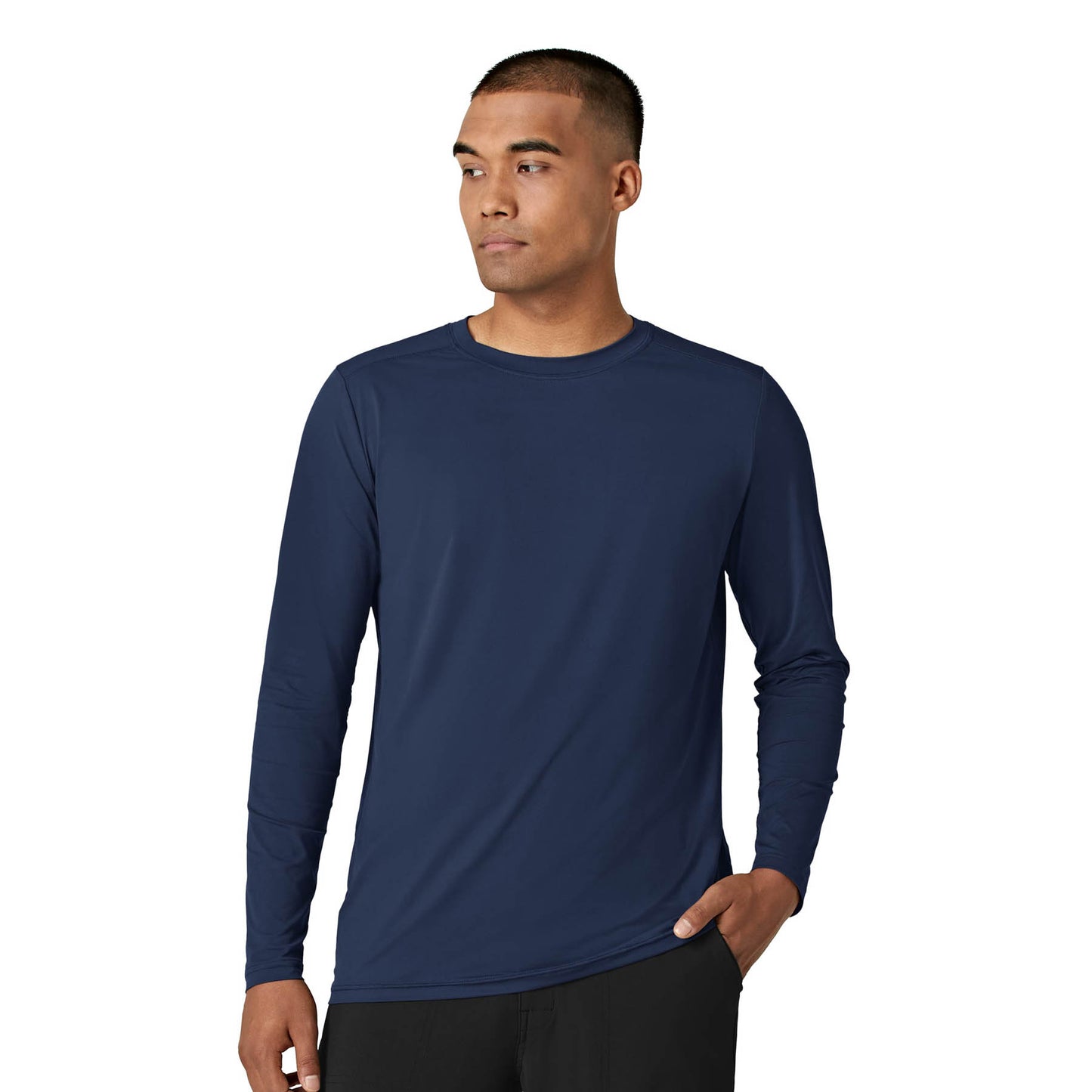 Layers 2629 Men's Performance Long Sleeve Tee Navy Model Image Front | Wink