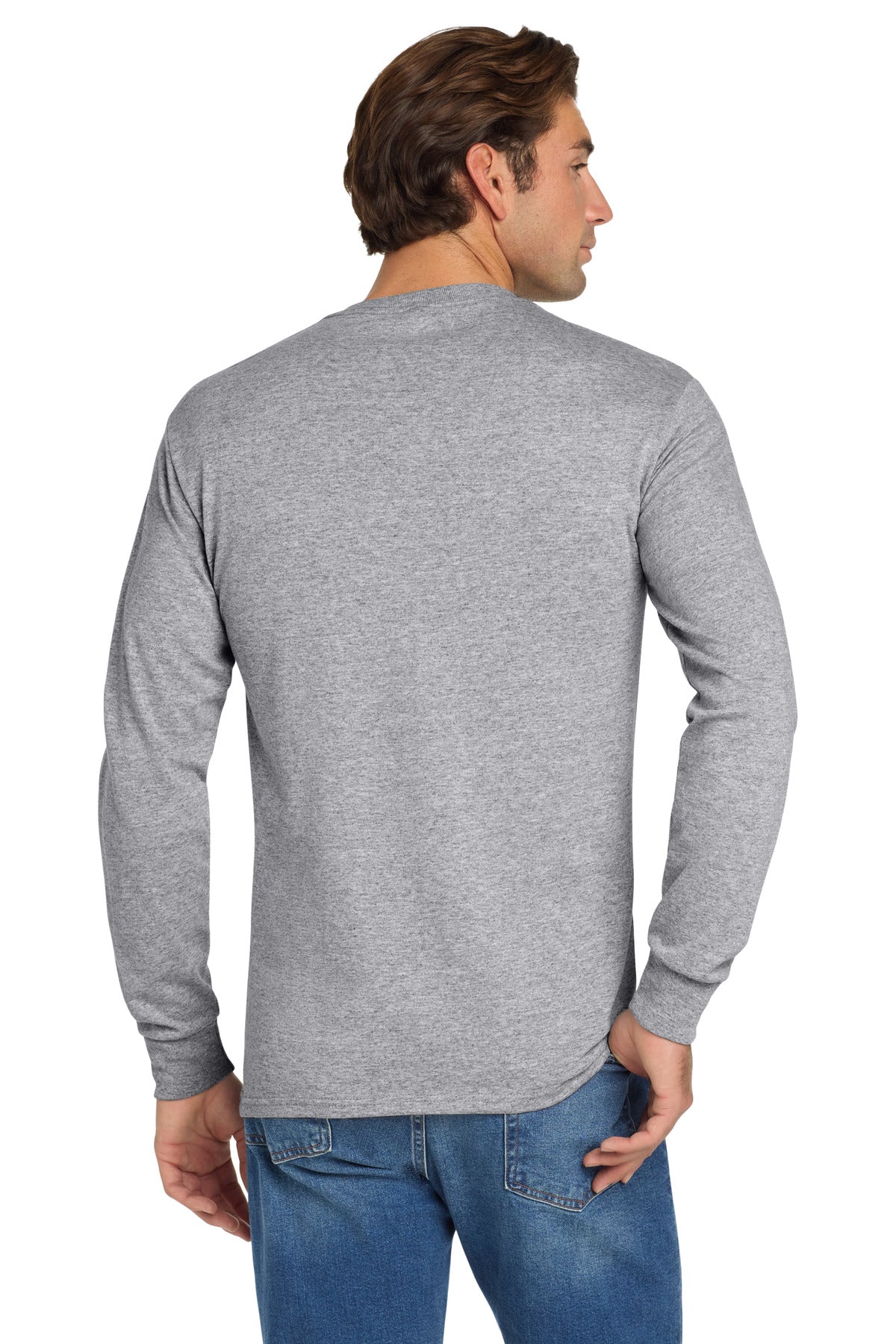 Jerzees Dri-Power 50/50 Cotton/Poly Long Sleeve T-Shirt.  29LS Athletic Heather