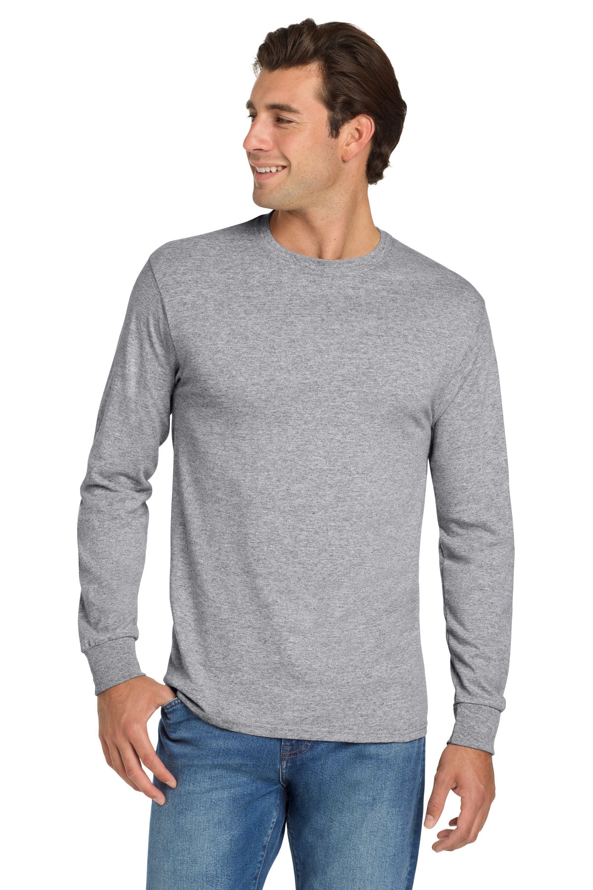 Jerzees Dri-Power 50/50 Cotton/Poly Long Sleeve T-Shirt.  29LS Athletic Heather