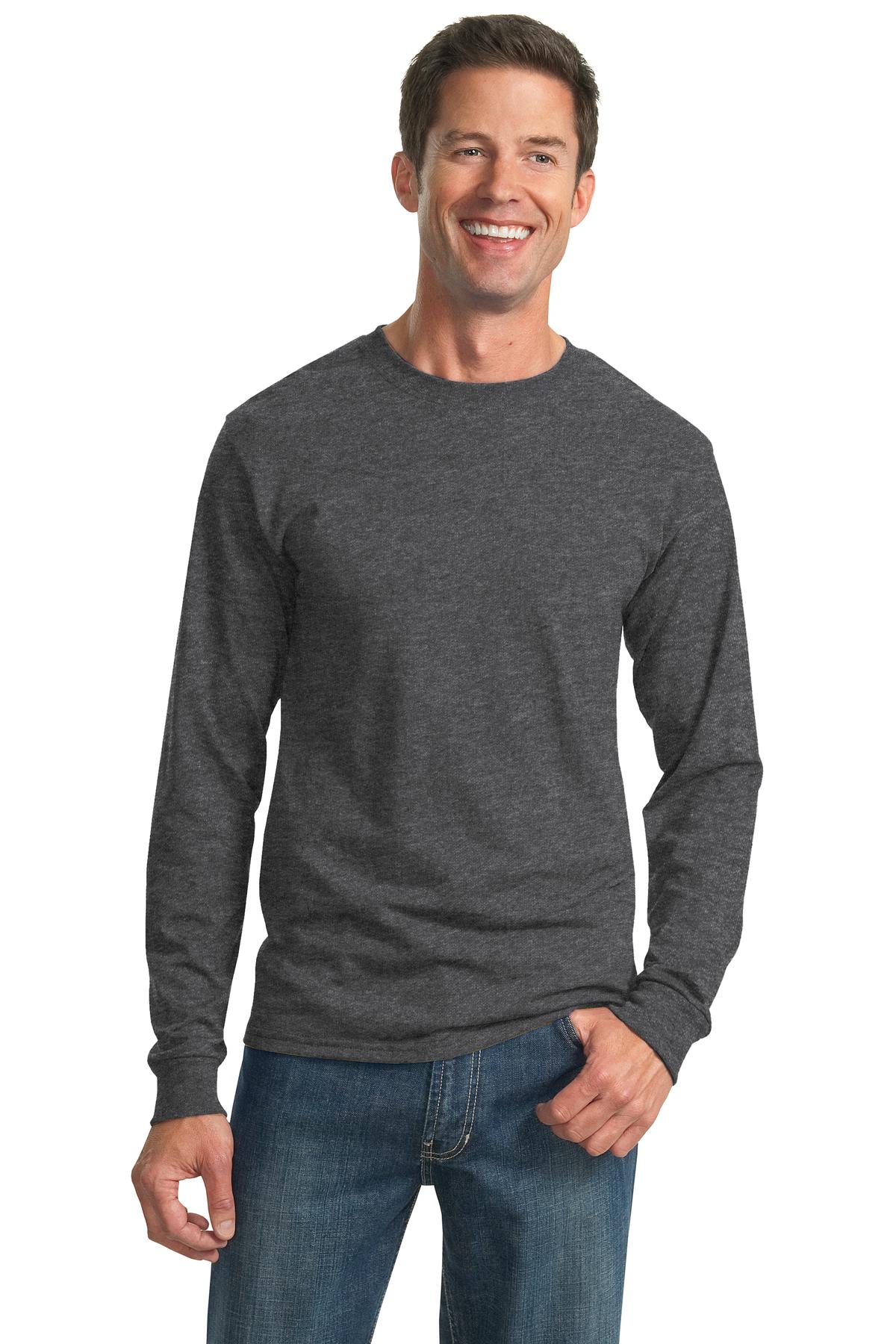 Jerzees Dri-Power 50/50 Cotton/Poly Long Sleeve T-Shirt.  29LS Black Heather