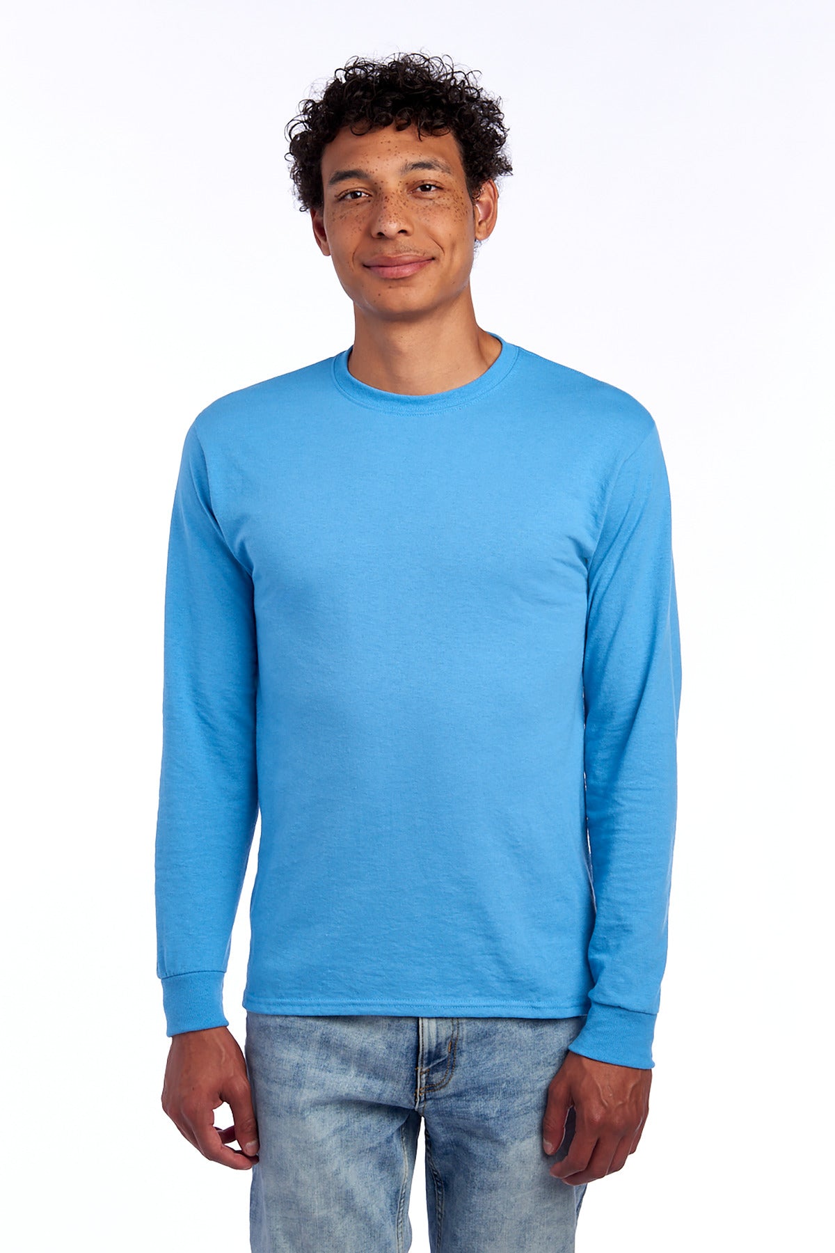 Jerzees Dri-Power 50/50 Cotton/Poly Long Sleeve T-Shirt.  29LS Columbia Blue