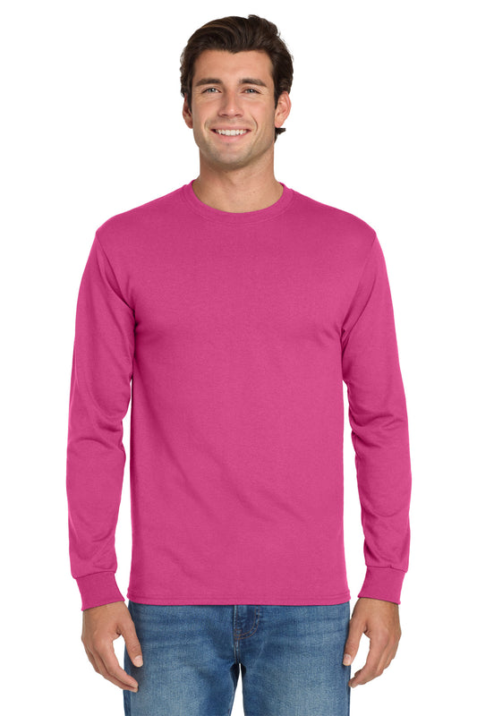 Jerzees Dri-Power 50/50 Cotton/Poly Long Sleeve T-Shirt.  29LS Cyber Pink