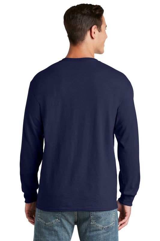 Jerzees Dri-Power 50/50 Cotton/Poly Long Sleeve T-Shirt.  29LS Navy
