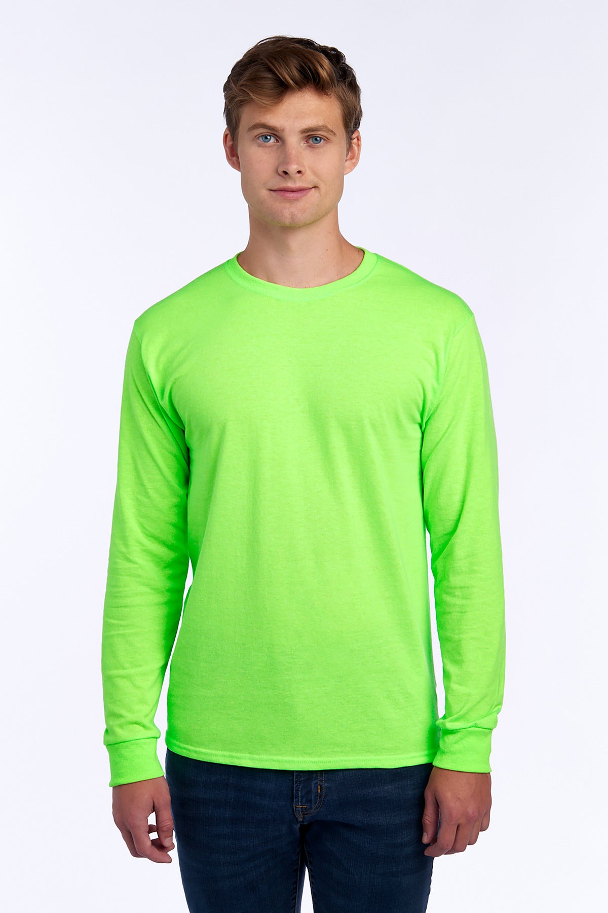 Jerzees Dri-Power 50/50 Cotton/Poly Long Sleeve T-Shirt.  29LS Neon Green