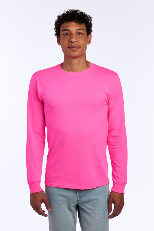 Jerzees Dri-Power 50/50 Cotton/Poly Long Sleeve T-Shirt.  29LS Neon Pink
