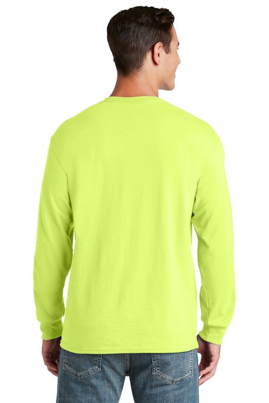 Jerzees Dri-Power 50/50 Cotton/Poly Long Sleeve T-Shirt.  29LS Safety Green
