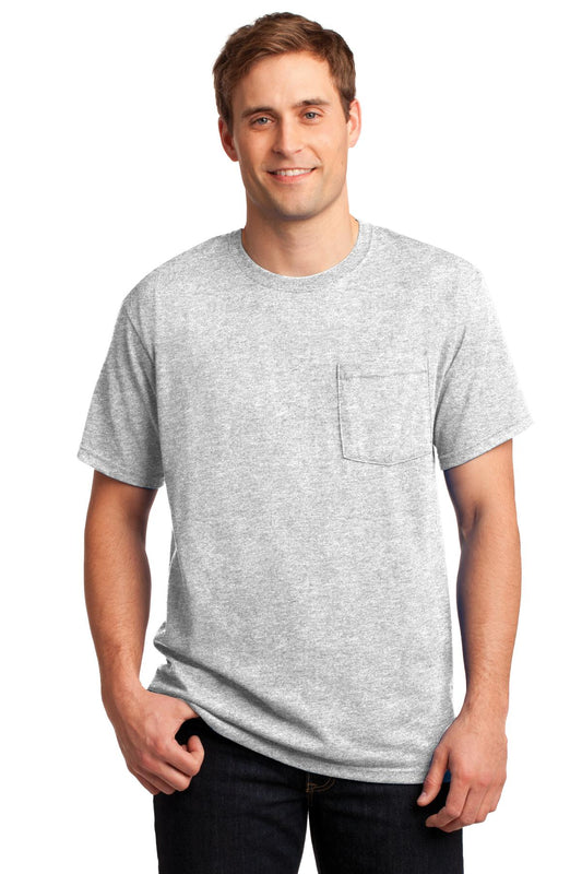 Jerzees  Dri-Power 50/50 Cotton/Poly Pocket T-Shirt.  29MP Ash