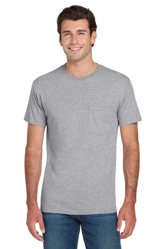 Jerzees  Dri-Power 50/50 Cotton/Poly Pocket T-Shirt.  29MP Athletic Heather