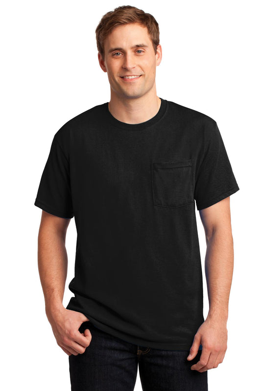 Jerzees  Dri-Power 50/50 Cotton/Poly Pocket T-Shirt.  29MP Black
