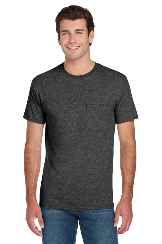 Jerzees  Dri-Power 50/50 Cotton/Poly Pocket T-Shirt.  29MP Black Heather