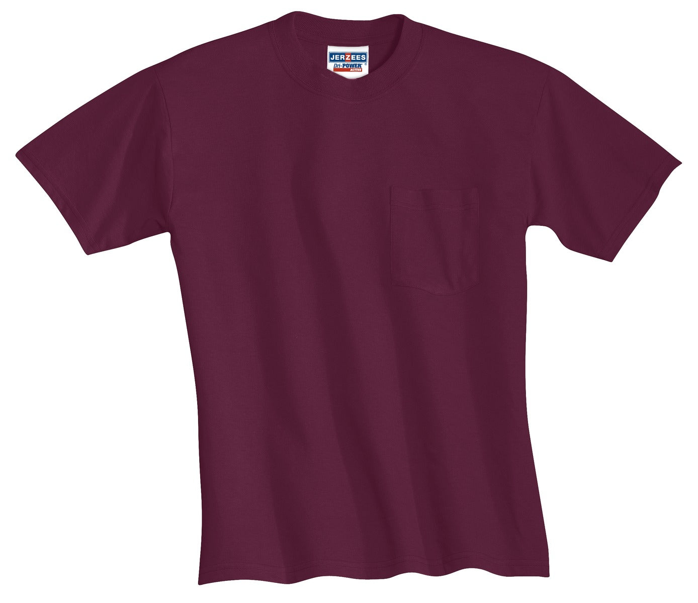 Jerzees  Dri-Power 50/50 Cotton/Poly Pocket T-Shirt.  29MP Maroon