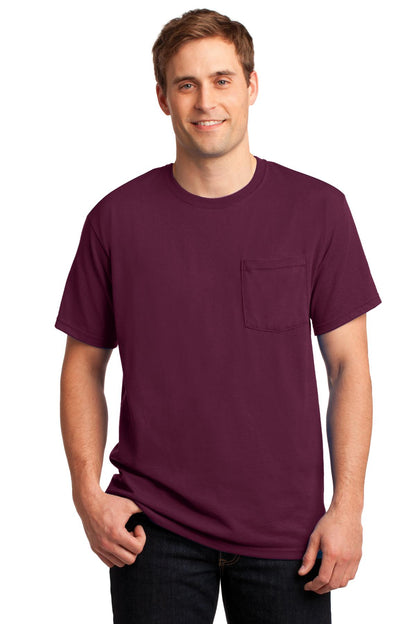 Jerzees  Dri-Power 50/50 Cotton/Poly Pocket T-Shirt.  29MP Maroon