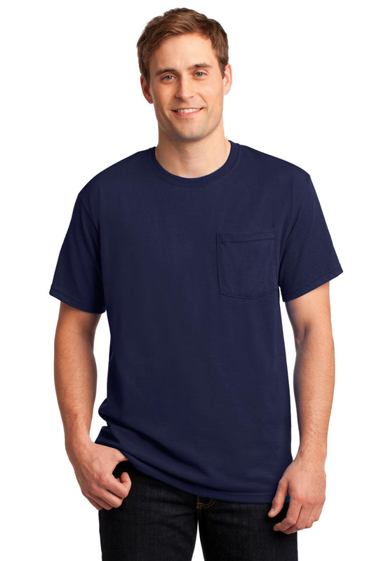 Jerzees  Dri-Power 50/50 Cotton/Poly Pocket T-Shirt.  29MP Navy