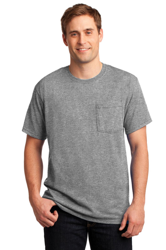 Jerzees  Dri-Power 50/50 Cotton/Poly Pocket T-Shirt.  29MP Oxford