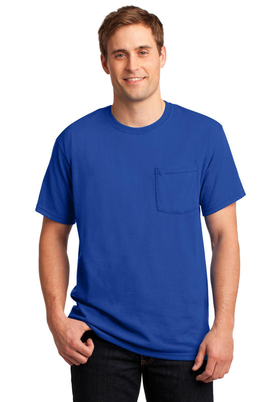 Jerzees  Dri-Power 50/50 Cotton/Poly Pocket T-Shirt.  29MP Royal