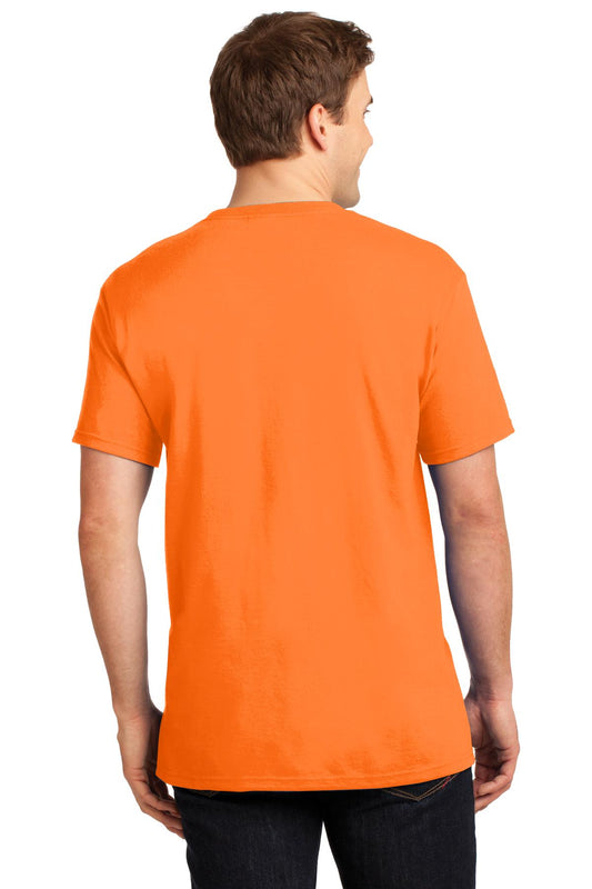 Jerzees  Dri-Power 50/50 Cotton/Poly Pocket T-Shirt.  29MP Safety Orange