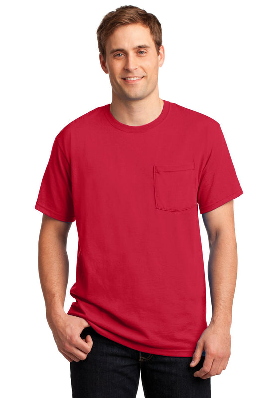 Jerzees  Dri-Power 50/50 Cotton/Poly Pocket T-Shirt.  29MP True Red