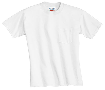 Jerzees  Dri-Power 50/50 Cotton/Poly Pocket T-Shirt.  29MP White