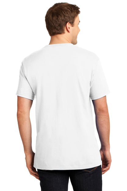 Jerzees  Dri-Power 50/50 Cotton/Poly Pocket T-Shirt.  29MP White