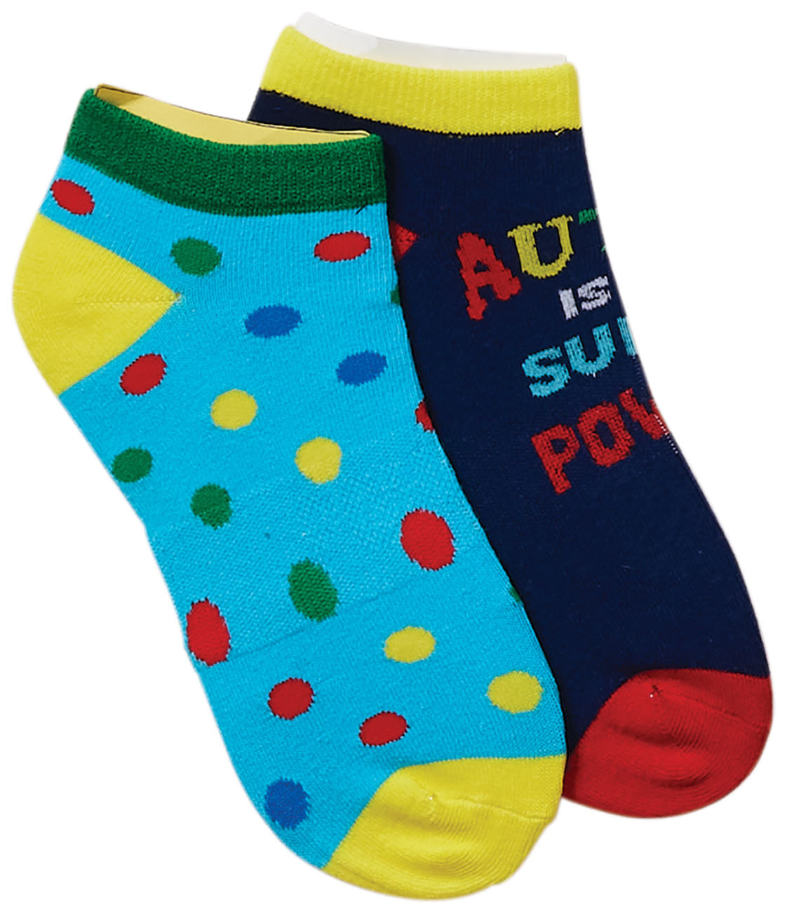 Legwear 2GOOD 2 Pr Pack Bamboo No Show Socks Autism Super Power Model Image Front | Cherokee