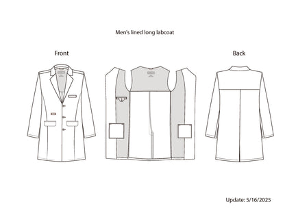 Parkley 3500 Premium Men's Long Lab Coat White