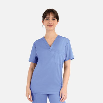 Matrix Basic 3500 Unisex Tuckable V-Neck Top Ceil Blue