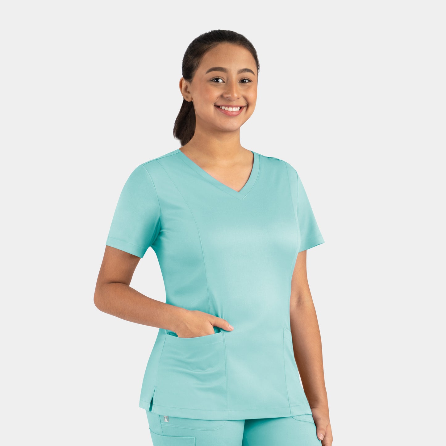 Matrix 3501 Women’s Double V-Neck Top Aruba Blue