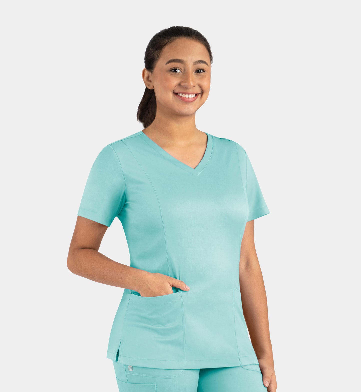 Matrix 3501 Women’s Double V-Neck Top Aruba Blue
