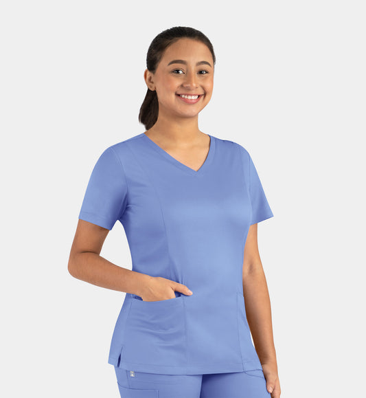 Matrix 3501 Women’s Double V-Neck Top Ceil Blue