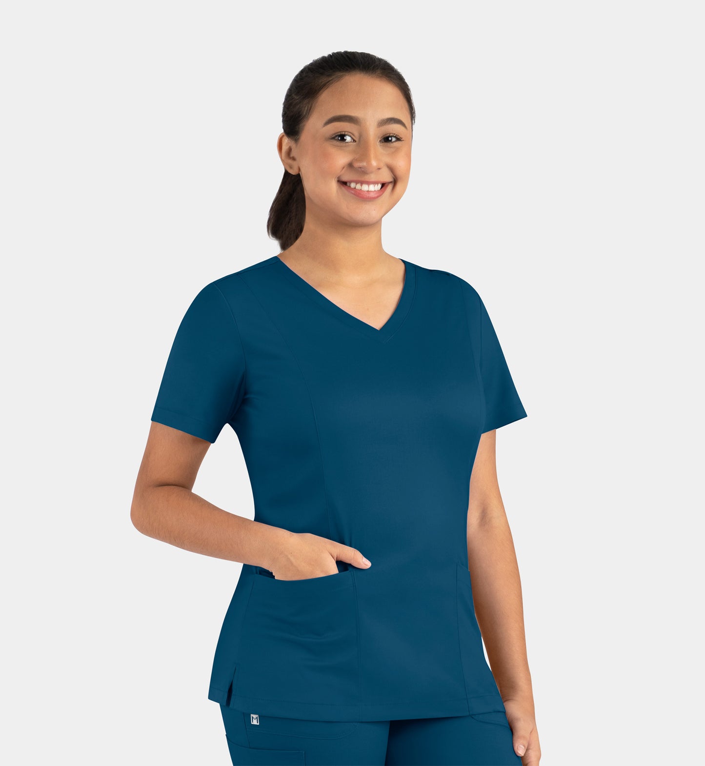 Matrix 3501 Women’s Double V-Neck Top Caribbean Blue